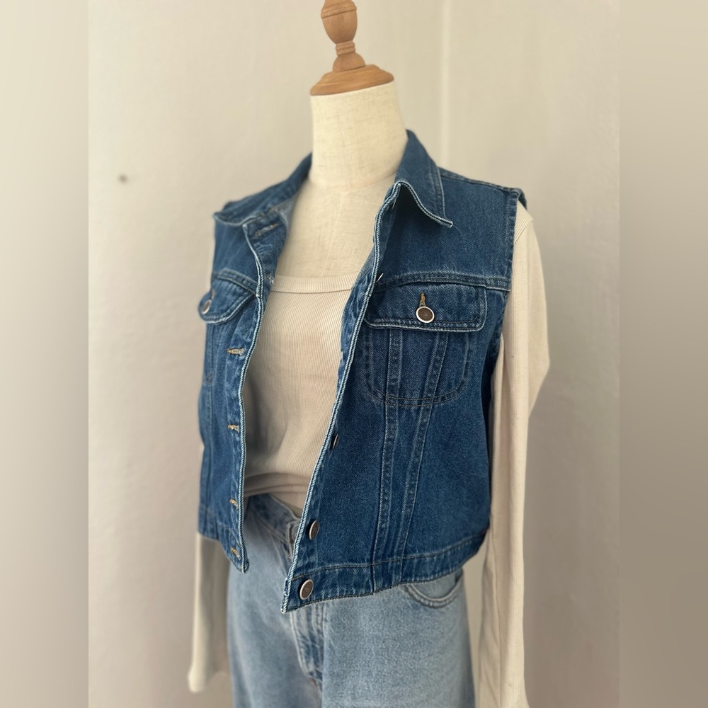 Vintage 90's Y2K Sonoma Denim Cropped Vest